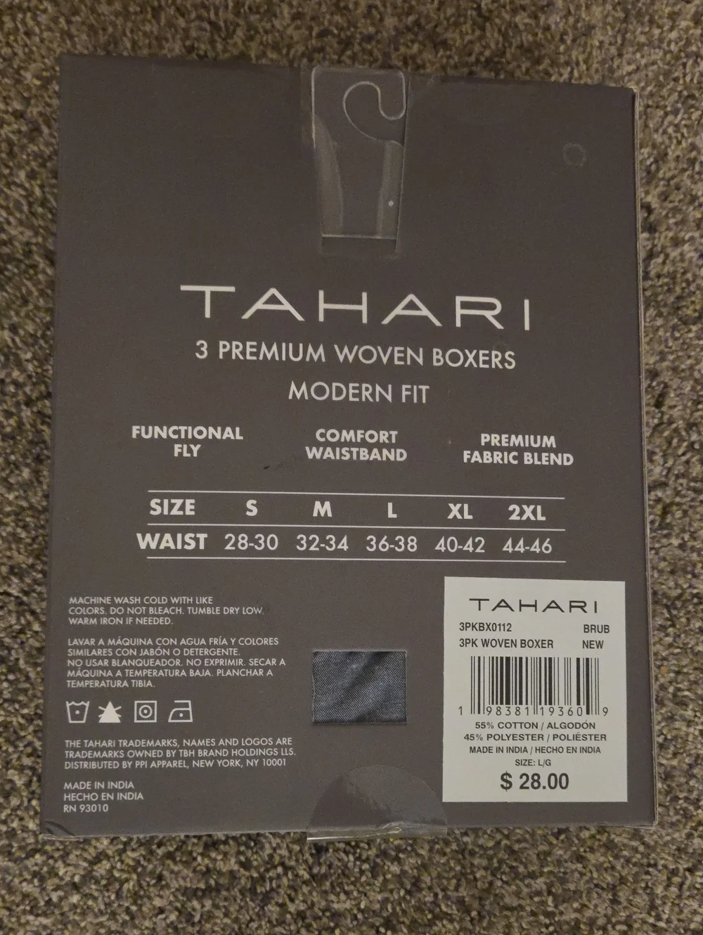 Tahari Light Blue & Gray Men's Woven Boxer 3-Pack - Modern Fit Size Large NWT